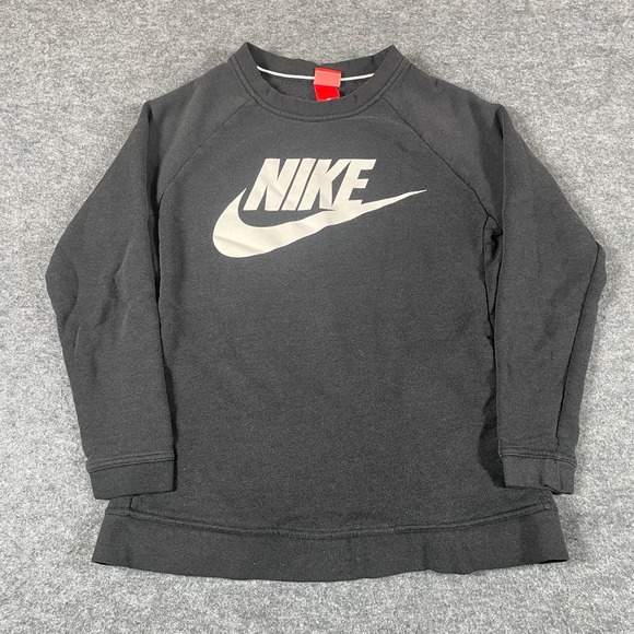 VTG Nike Sweatshirt Womens‎ Medium Black Pockets Center Swoosh Pullover Y2K - Picture 1 of 12